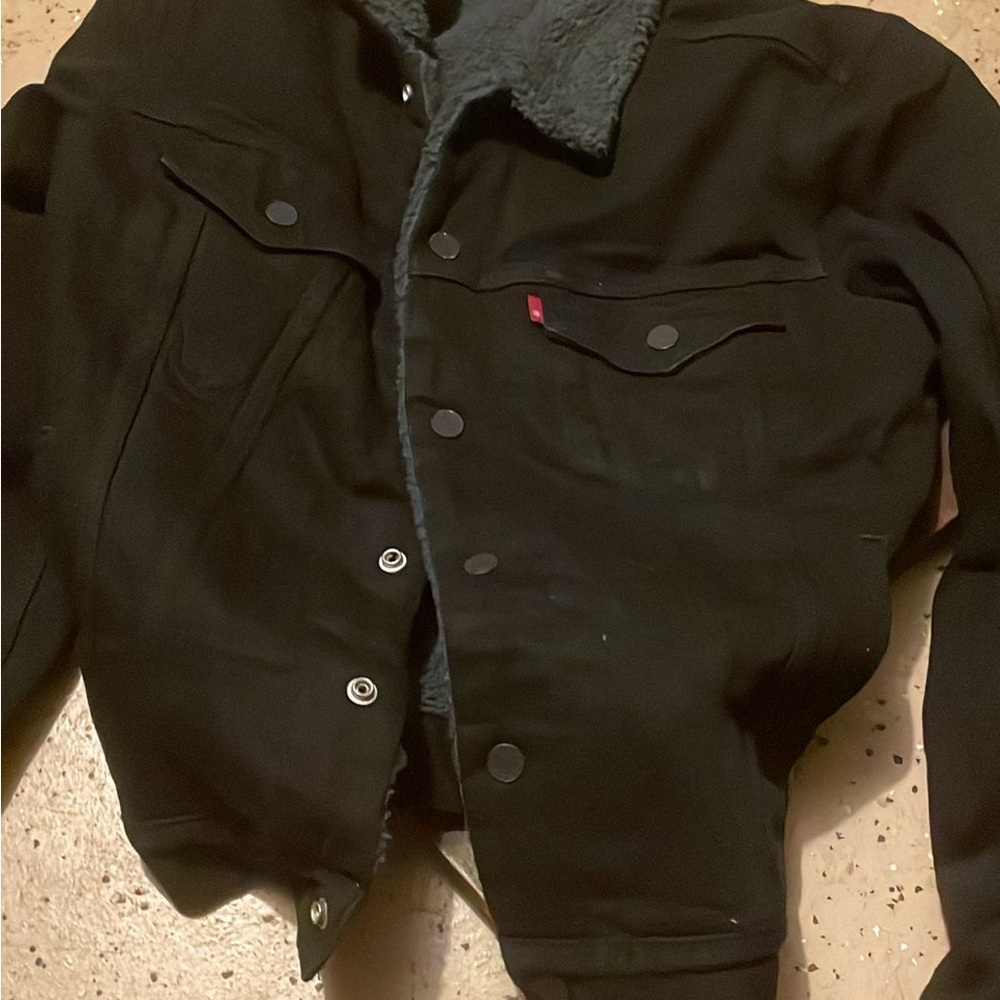 Levi's Black Denim Jacket with Sherpa Lining